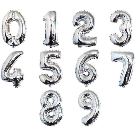 Baloane cifre Argintiu